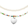 Collar Acero fino Perla de agua dulce Cristal Corazn Amor