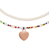 Collier Acier inoxydable Revêtement PVD (couleur or) Perles d´eau douce Verre Coeur C?ur Amour