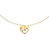 Halskette Edelstahl PVD Beschichtung (goldfarbig) Herz Liebe Erde Welt