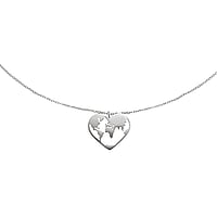 Necklace out of Stainless Steel. Width:17mm. Length:40-45cm. Adjustable length. Shiny.  Heart Love Earth World