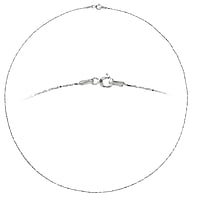 Silver necklace Cross-section:0,9mm. Minimal transverse diameter:0,9mm. Minimal longitudinal diameter:2,6mm. Shiny.