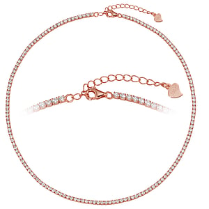 Choker Zilver 925 Kristal PVD laag (goudkleurig)