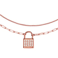 Halskette aus Edelstahl mit PVD Beschichtung (goldfarbig) und Kristall. Lnge:40/45+5cm. Breite:12mm. Lnge verstellbar. Glnzend. Stein(e) durch Fassung fixiert.  Schloss