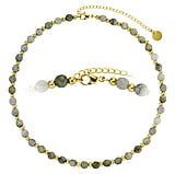 Stone necklace Stainless Steel PVD-coating (gold color) Labradorite