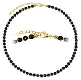 Choker Acero fino Revestimiento PVD (color oro) Jade negro