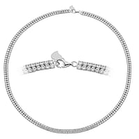 Silber Halskette mit Kristall. Breite:4,5mm. Länge:40cm. Stein(e) durch Fassung fixiert. Glänzend.