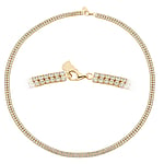 Silber Halskette mit Kristall und PVD Beschichtung (goldfarbig). Breite:4,5mm. Länge:40cm. Stein(e) durch Fassung fixiert. Glänzend.