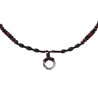 Collier en Verre, Acier inoxydable et Bois avec Nylon. Diamtre:17mm. Diamtre transversal minimal:3,1mm. Diamtre longitudinal minimal:3,1mm. Longueur:62cm.