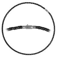 Schlichte Halskette aus Leder und Edelstahl. Querschnitt :4mm. Min. Quer-Durchmesser:6,1mm. Min. Lngs-Durchmesser:6,1mm.