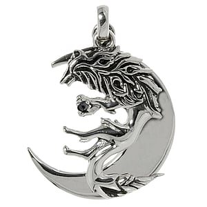 Silver pendant zirconia Moon Half_moon Half-moon