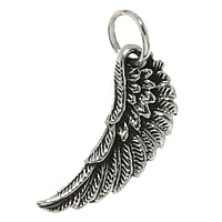 Silver pendants Width:12mm. Length:25mm. Eyelet's transverse diameter:4,2mm. Eyelet's longitudinal diameter:4,2mm.  Wings