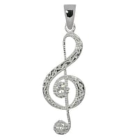 Pendentif en argent avec Zircon. Longueur:35mm. Largeur:15mm. Diamtre d'oeillet transversal:3,4mm. Diamtre d'oeillet longitudinal:5,6mm.  Musique Cl Clef Guitare couteur Casque