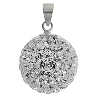 Silver pendant with Crystal. Diameter:16mm. Eyelet's transverse diameter:3,7mm. Eyelet's longitudinal diameter:4,3mm.