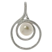 Silver pendants with Fresh water pearl. Width:24mm. Eyelet's transverse diameter:3,3mm. Eyelet's longitudinal diameter:6mm.  Spiral