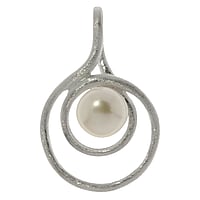 Ciondoli d'argento con Perle di acqua dolce. Larghezza:24mm. Diametro d'ochiello trasversale:3,3mm. Diametro d'ochiello longitudinale:6mm.  Spirale