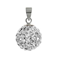 Silver pendant with Crystal. Diameter:12mm. Eyelet's transverse diameter:4mm. Eyelet's longitudinal diameter:4,6mm.
