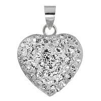Silver pendant with Crystal. Width:16mm. Eyelet's transverse diameter:4mm. Eyelet's longitudinal diameter:4,4mm.  Heart Love