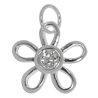 Pendentif en argent avec Cristal. Largeur:14mm. Diamtre d'oeillet transversal:3,9mm. Diamtre d'oeillet longitudinal:3,9mm.  Fleur