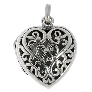 Zilveren hanger Zilver 925 hart liefde tribal_tekening tribal_patroon blad blaadje plantpatroon