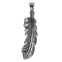 Pendentifs en argent Largeur:13mm. Longueur:40mm. Diamtre d'oeillet transversal:3,5mm. Diamtre d'oeillet longitudinal:5,9mm.  Plume