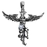 Silver pendant Silver 925 zirconia Cross Wings Eagle Bird Stork