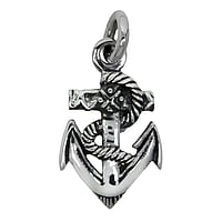 Pendentifs en argent Largeur:14mm. Longueur:18mm. Diamtre d'oeillet transversal:5,8mm. Diamtre d'oeillet longitudinal:5,8mm.  Ancre corde navire bateau boussole