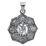Pendentif Argent 925 Fleur Om Aum Dieu