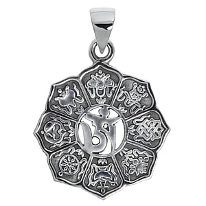 Silver pendants Silver 925 Flower Om Aum God