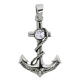 Pendentif en argent Argent 925 Zircon Ancre corde navire