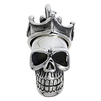 Silver pendants Width:14mm. Eyelet's transverse diameter:4,6mm. Eyelet's longitudinal diameter:4,6mm. Consists of 2 separable parts.  Skull Skeleton Crown