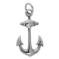 Zilveren hanger Breedte:20mm. Lengte:30mm. Dwars-doorsnede oogje:6mm. Lengte-doorsnede oogje:6mm.  Anker touw schip boot kompas