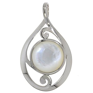 Shell pendant Silver 925 rhodanized Mother of Pearl Drop drop-shape waterdrop