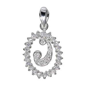 Silver pendant zirconia Spiral