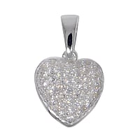 Pendentif en argent avec Zircon. Largeur:11mm. Diamtre d'oeillet transversal:2,9mm. Diamtre d'oeillet longitudinal:4,9mm.  Coeur Amour