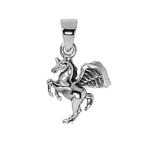 Pendentifs en argent Largeur:14mm. Longueur:14mm. Diamtre d'oeillet transversal:3,5mm. Diamtre d'oeillet longitudinal:5,5mm. brillant.  Cheval talon Poulain ne Aile Licorne