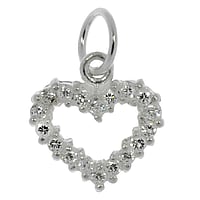 En Argent 925 avec Cristal. Largeur:12mm. Diamtre d'oeillet transversal:3,8mm. Diamtre d'oeillet longitudinal:3,8mm.  Coeur Amour