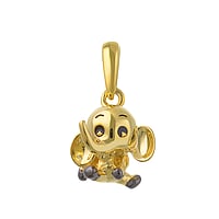 Out of Silver 925 with Gold-plated. Diameter:10mm. Width:4mm. Eyelet's transverse diameter:2,4mm. Eyelet's longitudinal diameter:4,4mm.  Ganesha Elephant