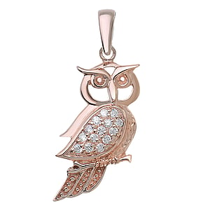 Pendentif en argent Argent 925 Cristal Revtement PVD (couleur or) Chouette Hibou Grand_duc