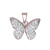 Zilveren hangers Zilver 925 Kristal PVD laag (goudkleurig) vlinder