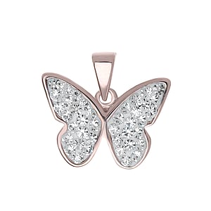 Pendentif en argent Argent 925 Cristal Revtement PVD (couleur or) Papillon