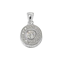 Silver pendant with zirconia and Crystal. Diameter:13mm. Eyelet's transverse diameter:2,8mm. Eyelet's longitudinal diameter:4,2mm.