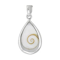 Shell pendant out of Silver 925 with Shivas Eye. Width:14,5mm. Eyelet's transverse diameter:2,7mm. Eyelet's longitudinal diameter:5mm. Shiny.  Drop drop-shape waterdrop Spiral