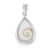 Pendentif de coquillage en Argent 925. Largeur:14,5mm. Diamtre d'oeillet transversal:2,7mm. Diamtre d'oeillet longitudinal:5mm. brillant.  Goutte Forme de goutte Spirale