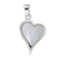 Shell pendant out of Silver 925 with Mother of Pearl. Width:15mm. Eyelet's transverse diameter:3,5mm. Eyelet's longitudinal diameter:4,9mm. Shiny.  Heart Love