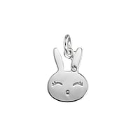 Silver pendants Width:10mm. Length:14mm. Eyelet's transverse diameter:2,7mm. Eyelet's longitudinal diameter:2,7mm. Shiny.  Bunny rabbit