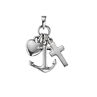 Silver pendants Width:11mm. Eyelet's transverse diameter:2,4mm. Eyelet's longitudinal diameter:3,8mm. Shiny.  Anchor rope ship boat compass Cross Heart Love