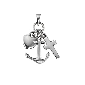 Zilveren hanger Zilver 925 Anker touw schip kruis hart liefde