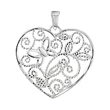 Silver pendants Silver 925 Heart Love Butterfly Leaf Plant_pattern