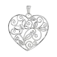 Silver pendants Width:21mm. Eyelet's transverse diameter:2,3mm. Eyelet's longitudinal diameter:3,4mm. Shiny.  Heart Love Butterfly Leaf Plant pattern