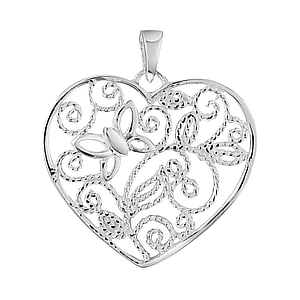 Silver pendants Silver 925 Heart Love Butterfly Leaf Plant_pattern